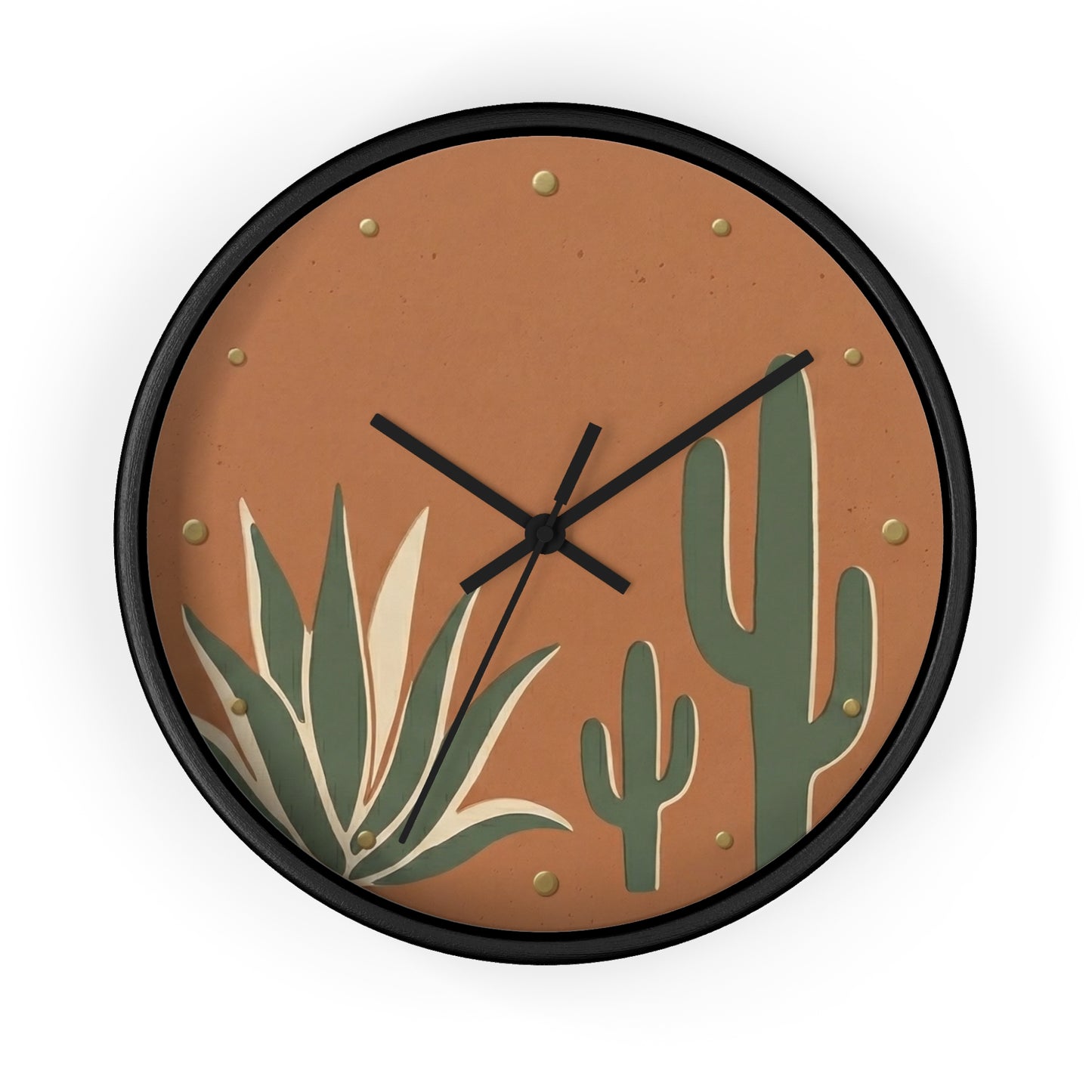 Desert Cactus Illustration Wall Clock | Terracotta Succulent Decor