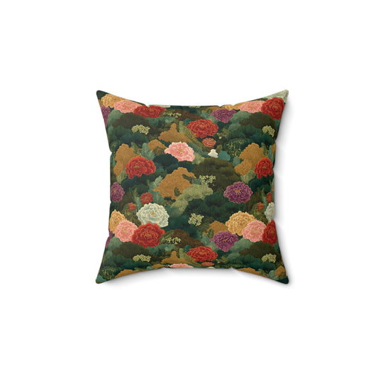 Vintage Floral Pattern Spun Polyester Pillow | Cottagecore Rose Scatter