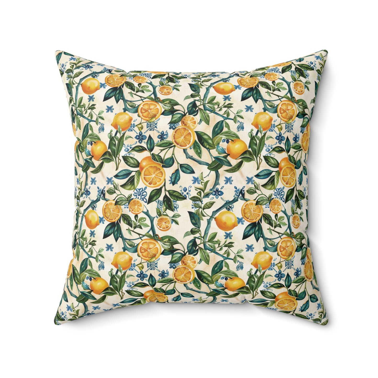 Lemon Branches Pillow | Citrus Floral Square Pillow, Botanical Home Decor
