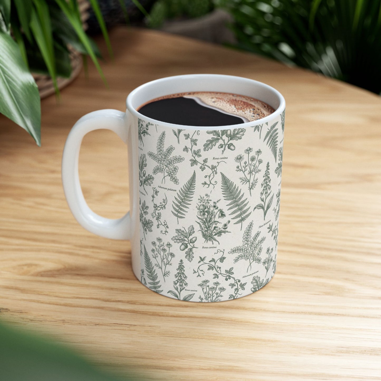 Vintage Botanical Ferns Mug | Green Floral Ceramic Mug
