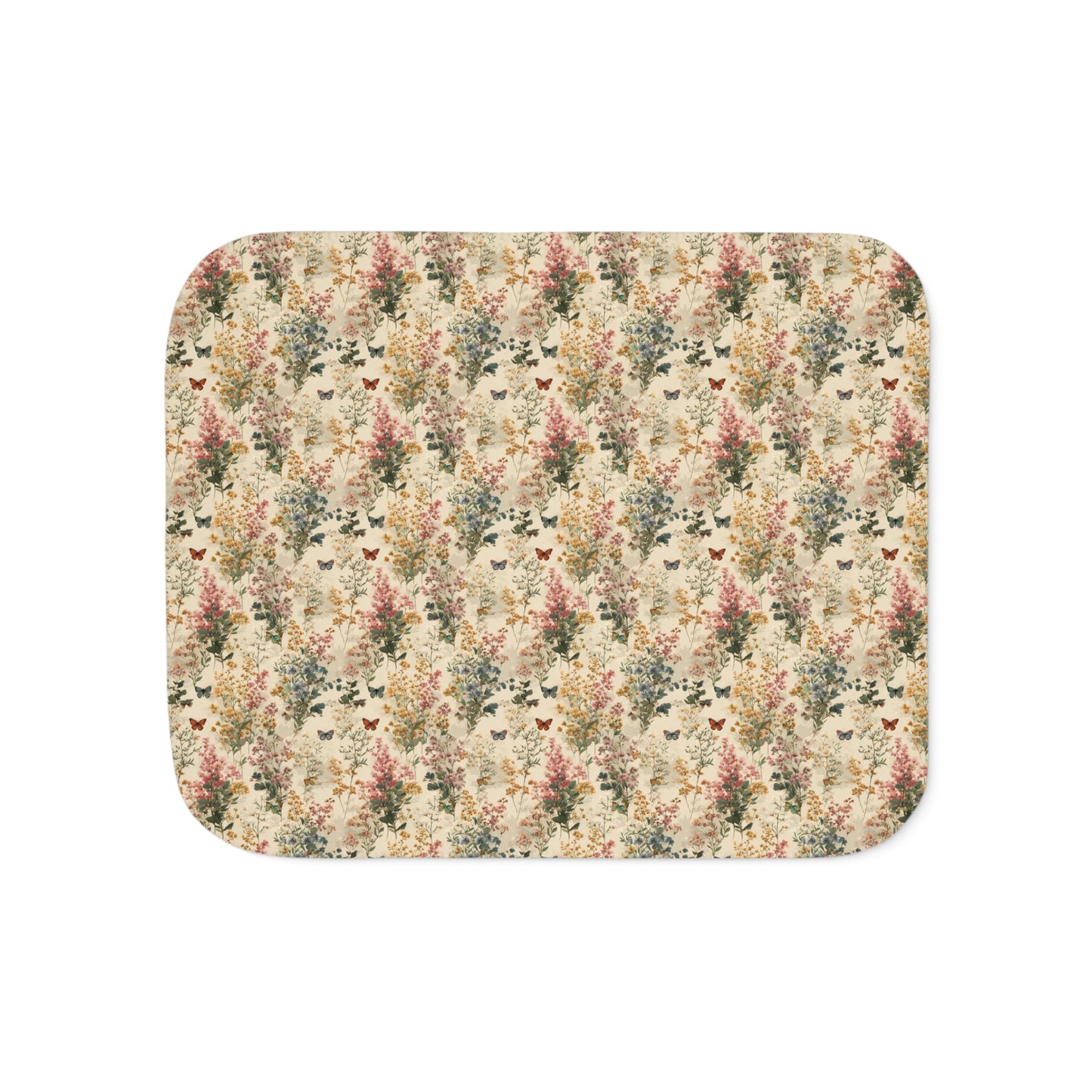 Vintage Floral Forest Sherpa Blanket | Cozy Fleece Backing