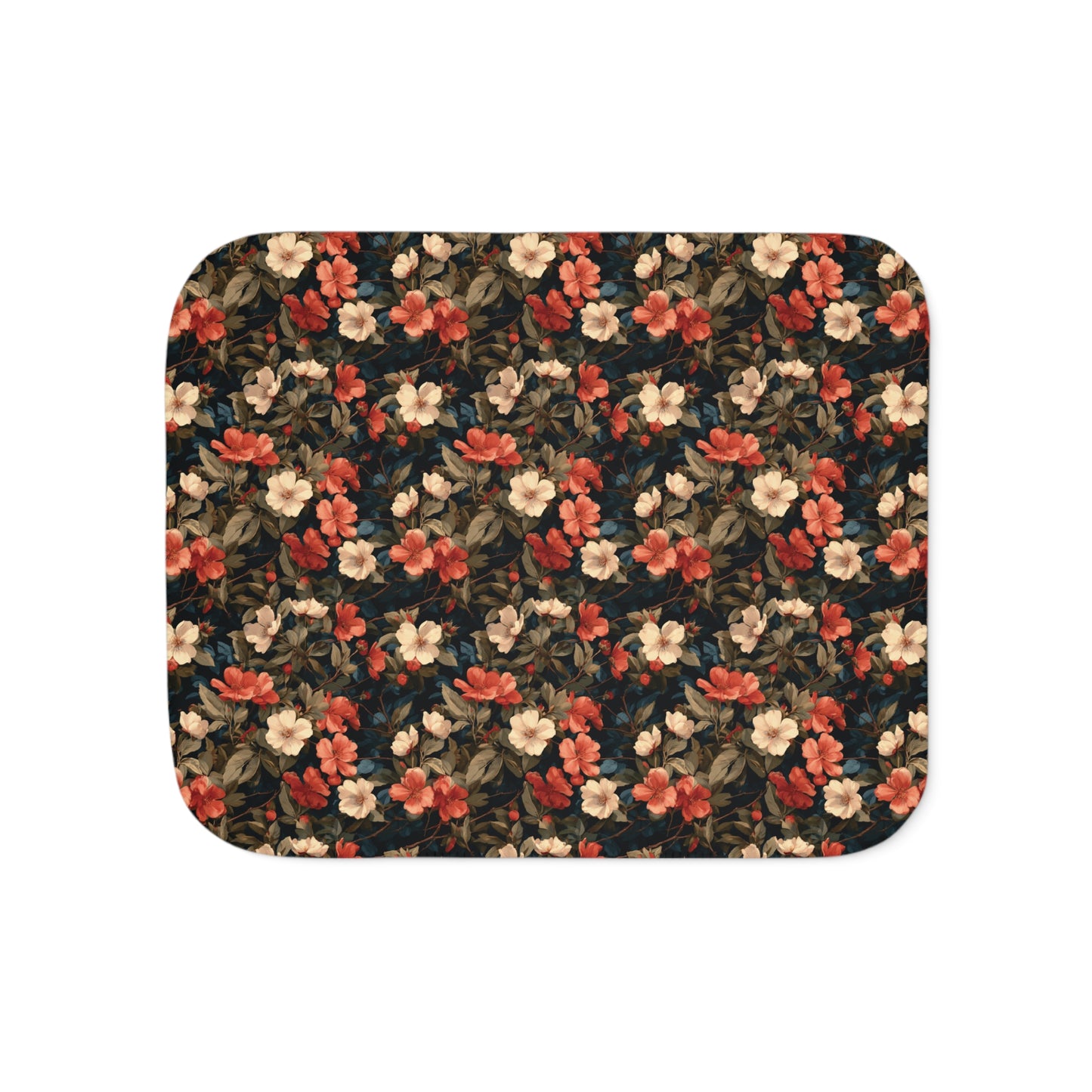 Vintage Floral Sherpa Blanket | Cozy Throw, Rustic Rose Pattern