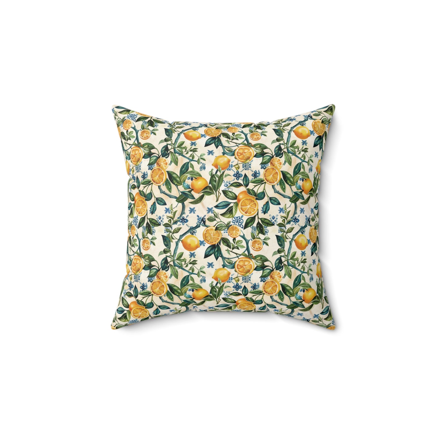 Lemon Branches Pillow | Citrus Floral Square Pillow, Botanical Home Decor