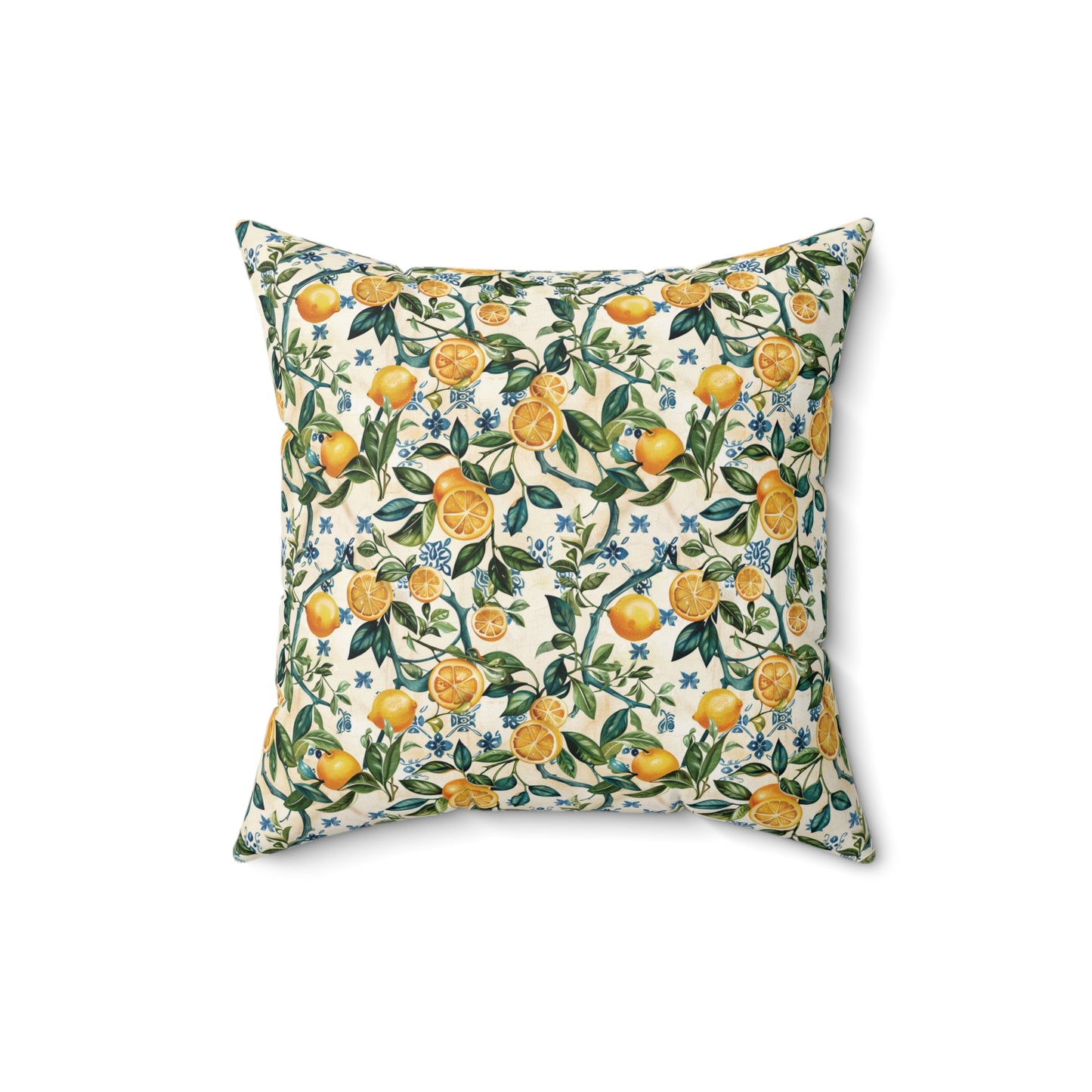 Lemon Branches Pillow | Citrus Floral Square Pillow, Botanical Home Decor