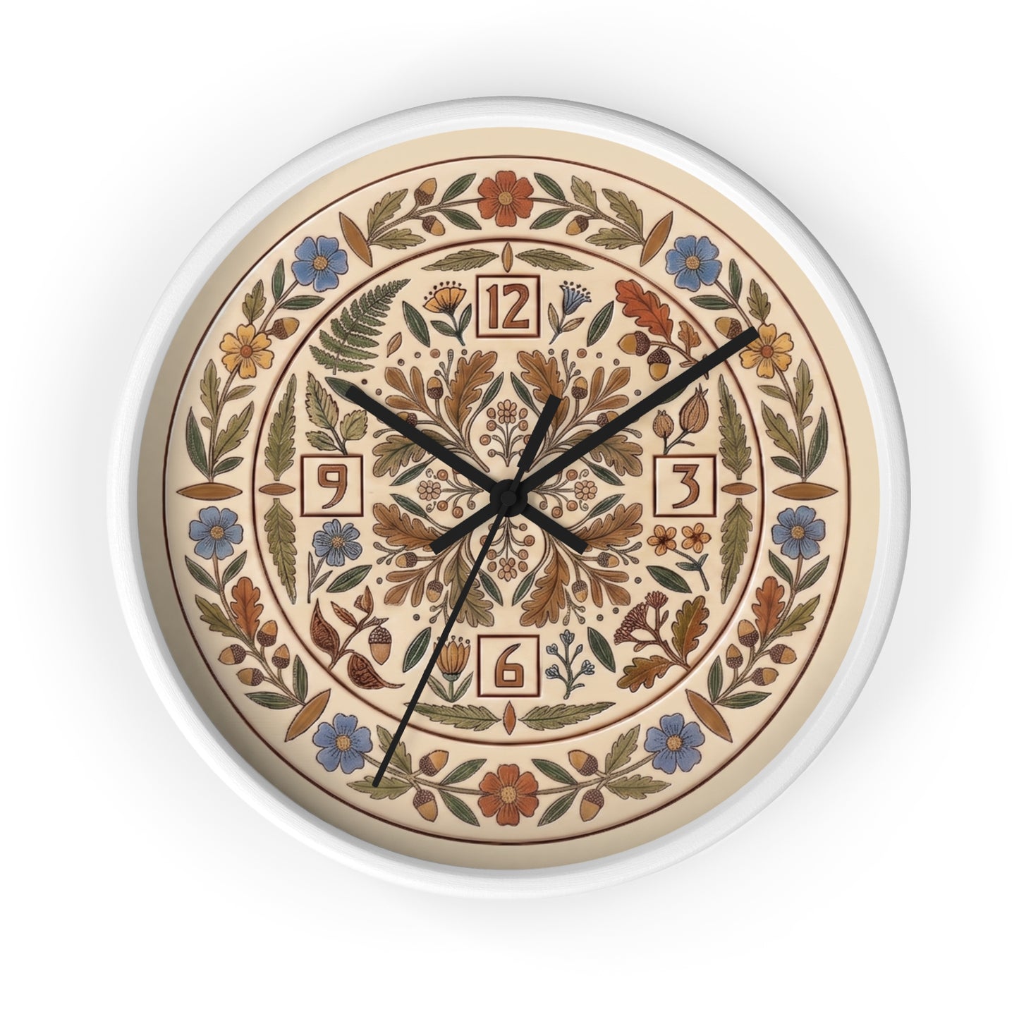 Boho Floral Mandala Wall Clock | Arts And Crafts Rustic Floral Pattern Clock