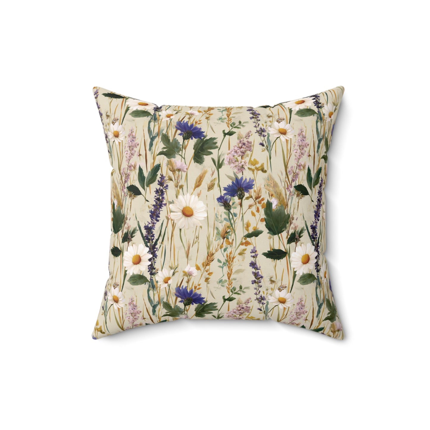 Wildflower Meadow Pillow | Daisies & Lavender Square Pillow