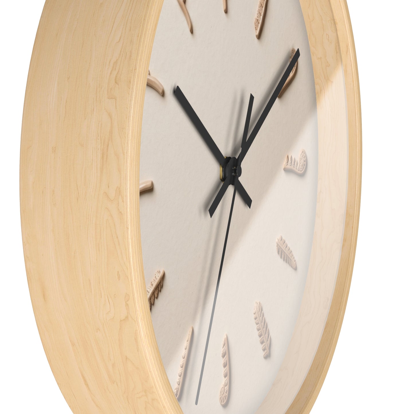 Clay Fern Motif Wall Clock | Minimal Botanical Timepiece