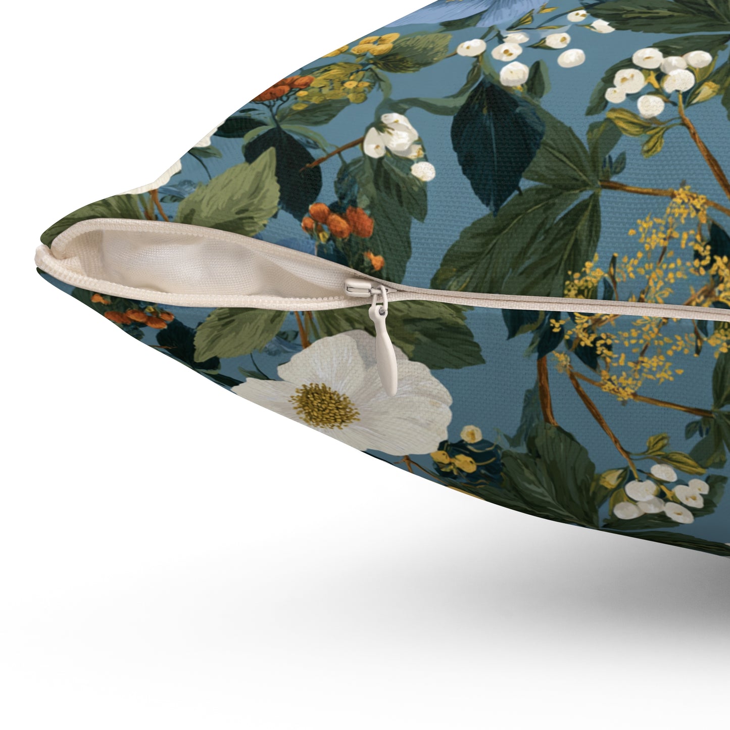 Blue Floral Pattern Pillow | Vintage Botanical Throw Pillow