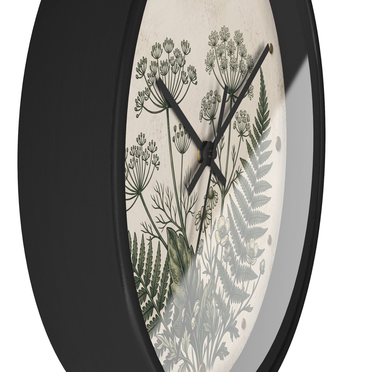 Vintage Botanical Fern Art Wall Clock | Herb Illustration Clock