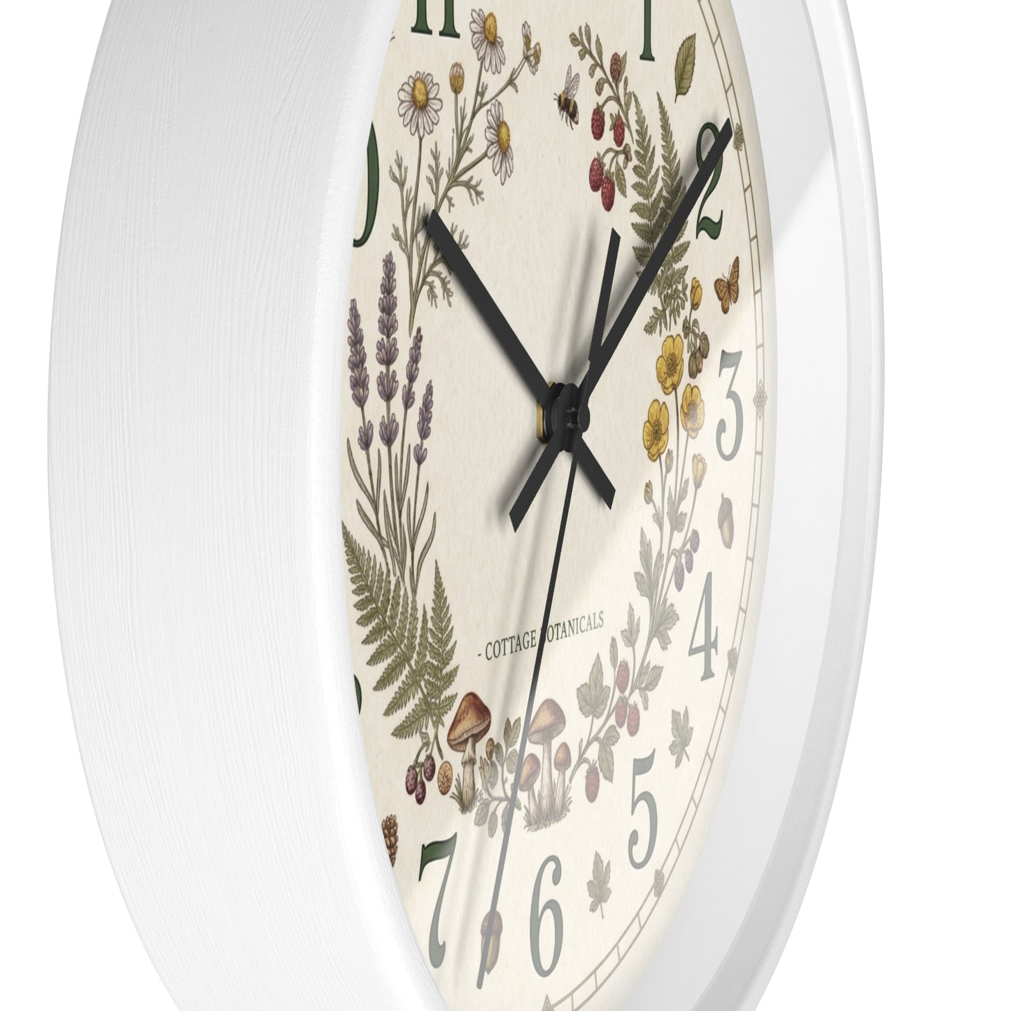 Botanical Wreath Wall Clock | Cottage Floral Timepiece