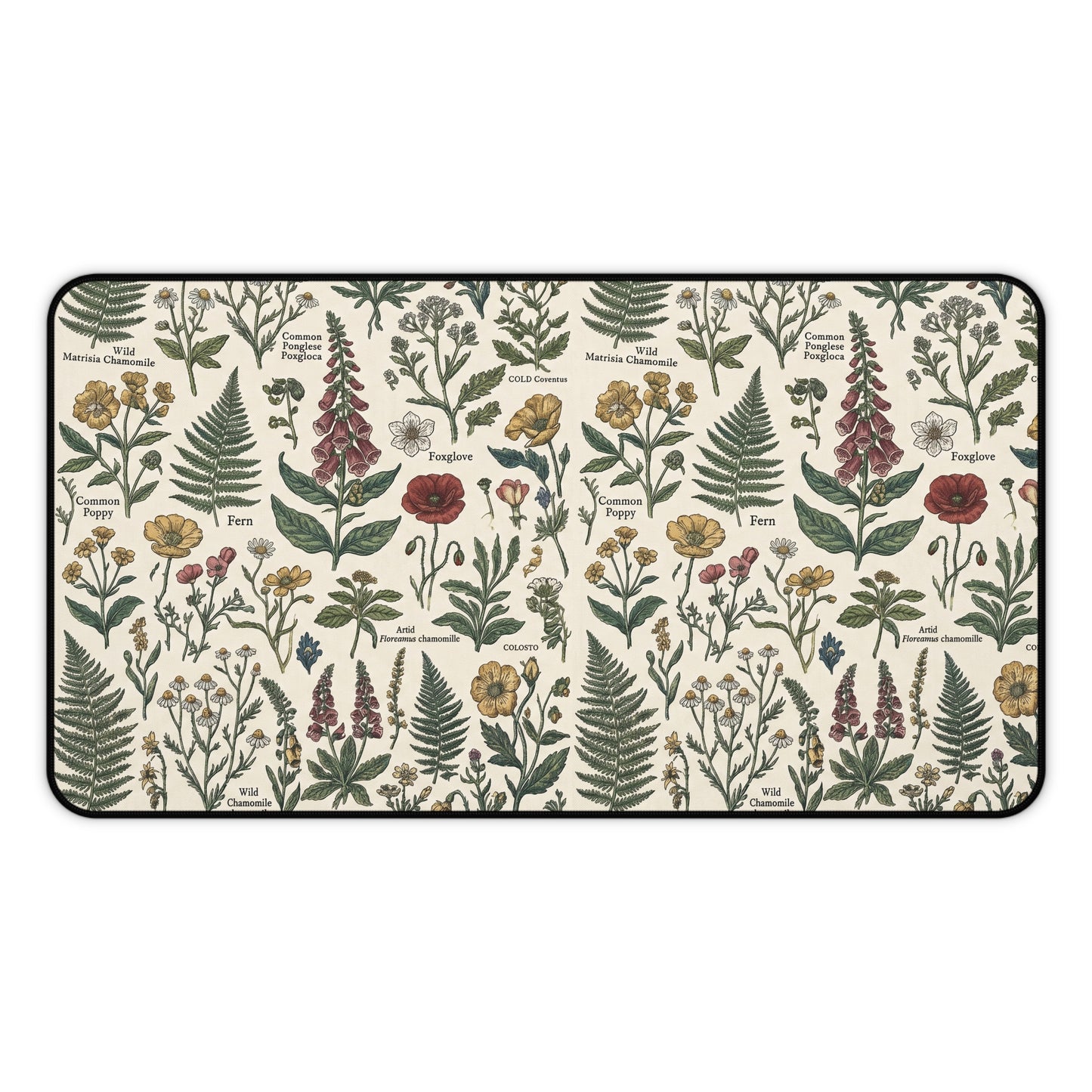 Vintage Botanical Print Desk Mat | Floral Herb Garden Mouse Pad