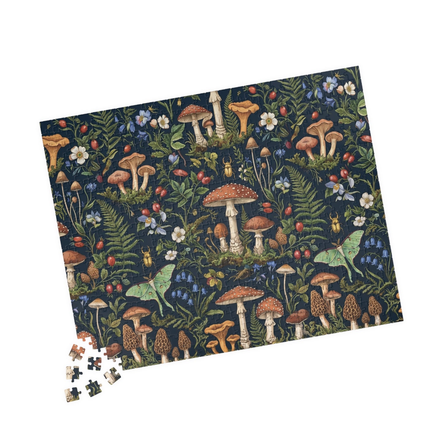 Vintage Mushroom Forest Puzzle | Botanical Woodland Jigsaw