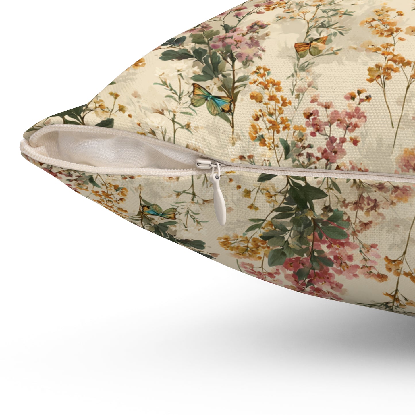 Vintage Wildflower Print Pillow | Botanical Floral Pattern Square Pillow