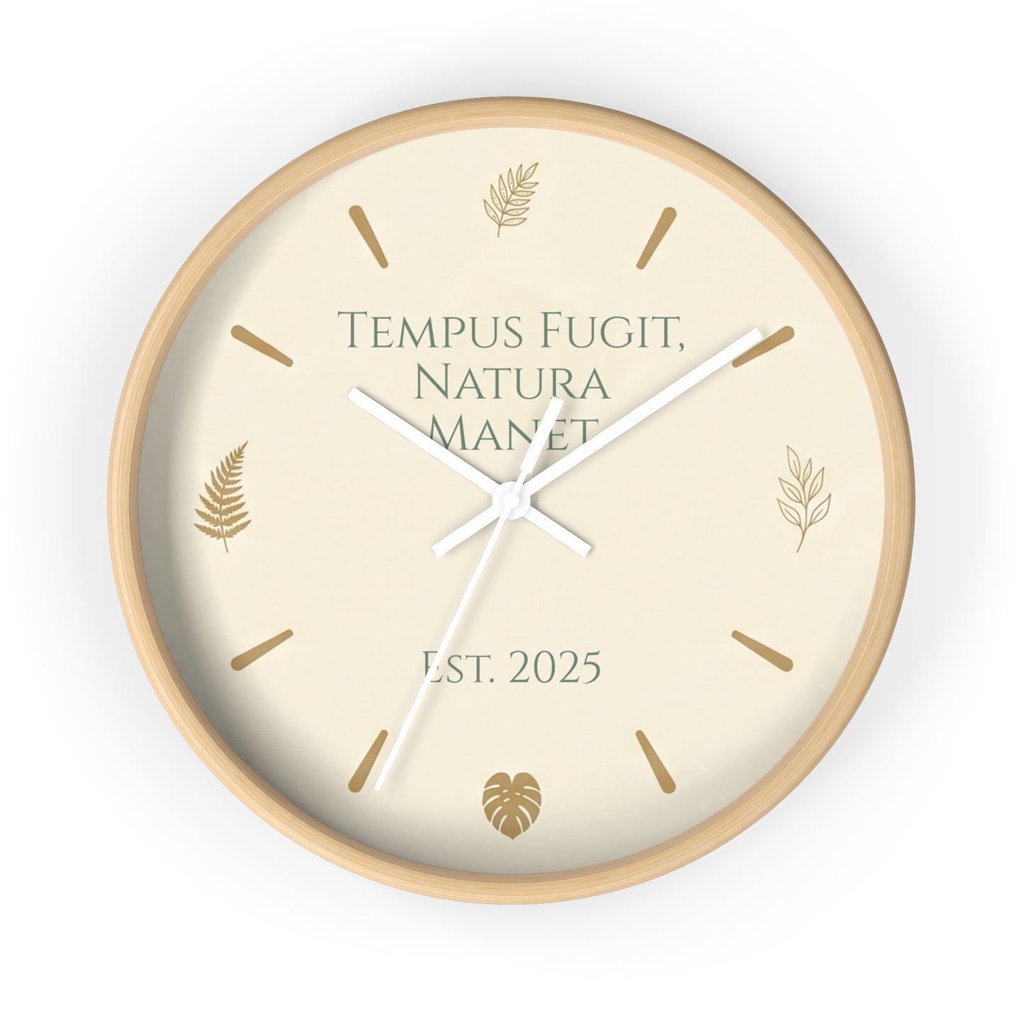 Custom Botanical Clock - Minimalist Fern Monstera Wall Decor - Personalized Timepiece