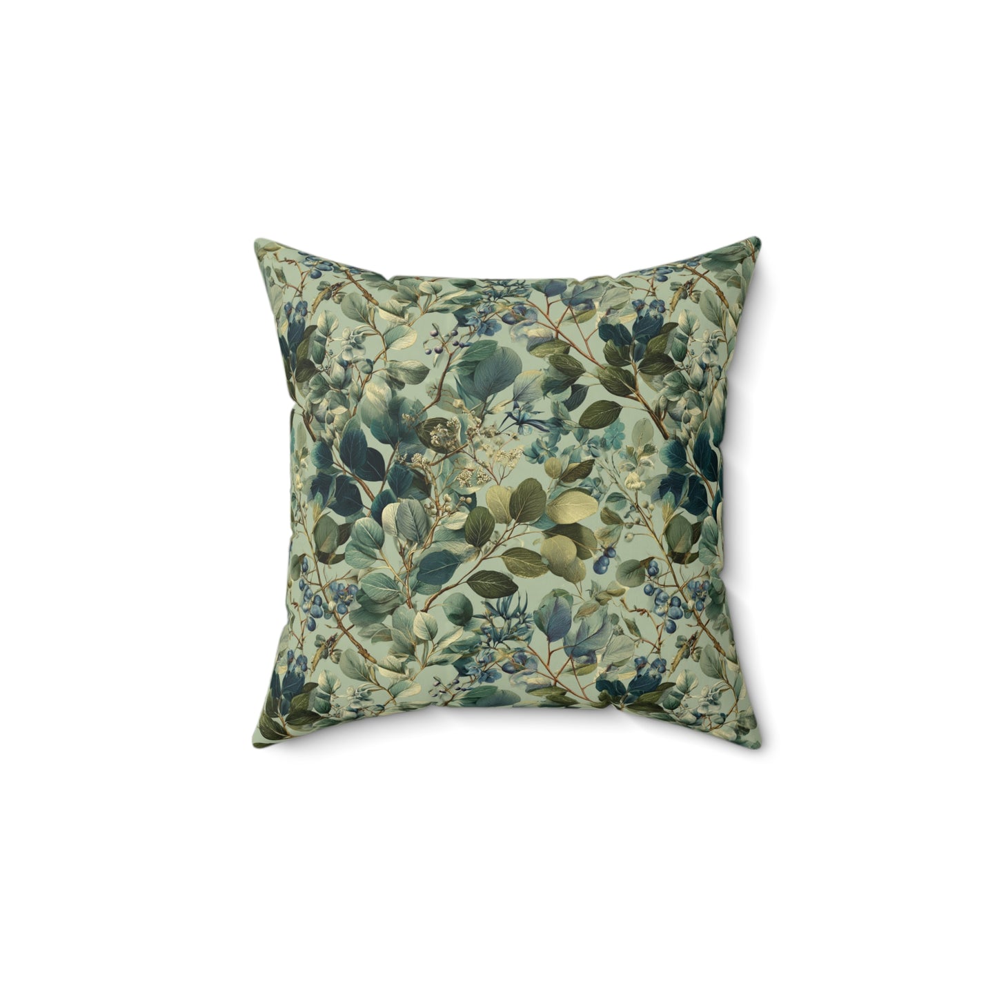 Vintage Botanical Leaves Pillow | Green Floral Throw Pillow