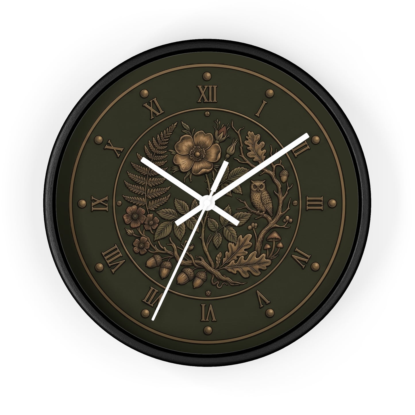 Vintage Floral Clock Wall Clock | Roman Numerals, Botanical Bird Design