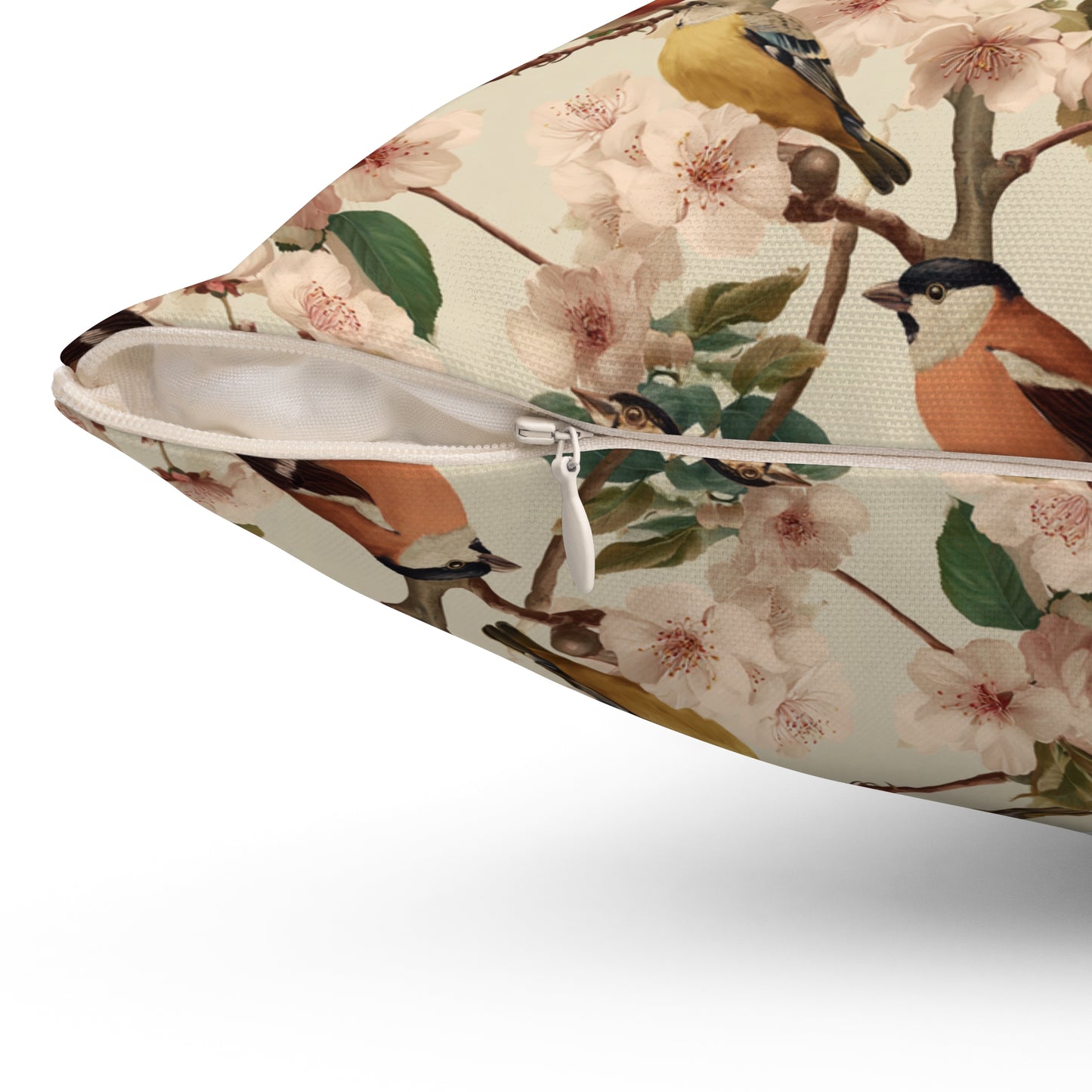 Vintage Bird Floral Pillow | Throw Pillow, Botanical Songbirds Pattern