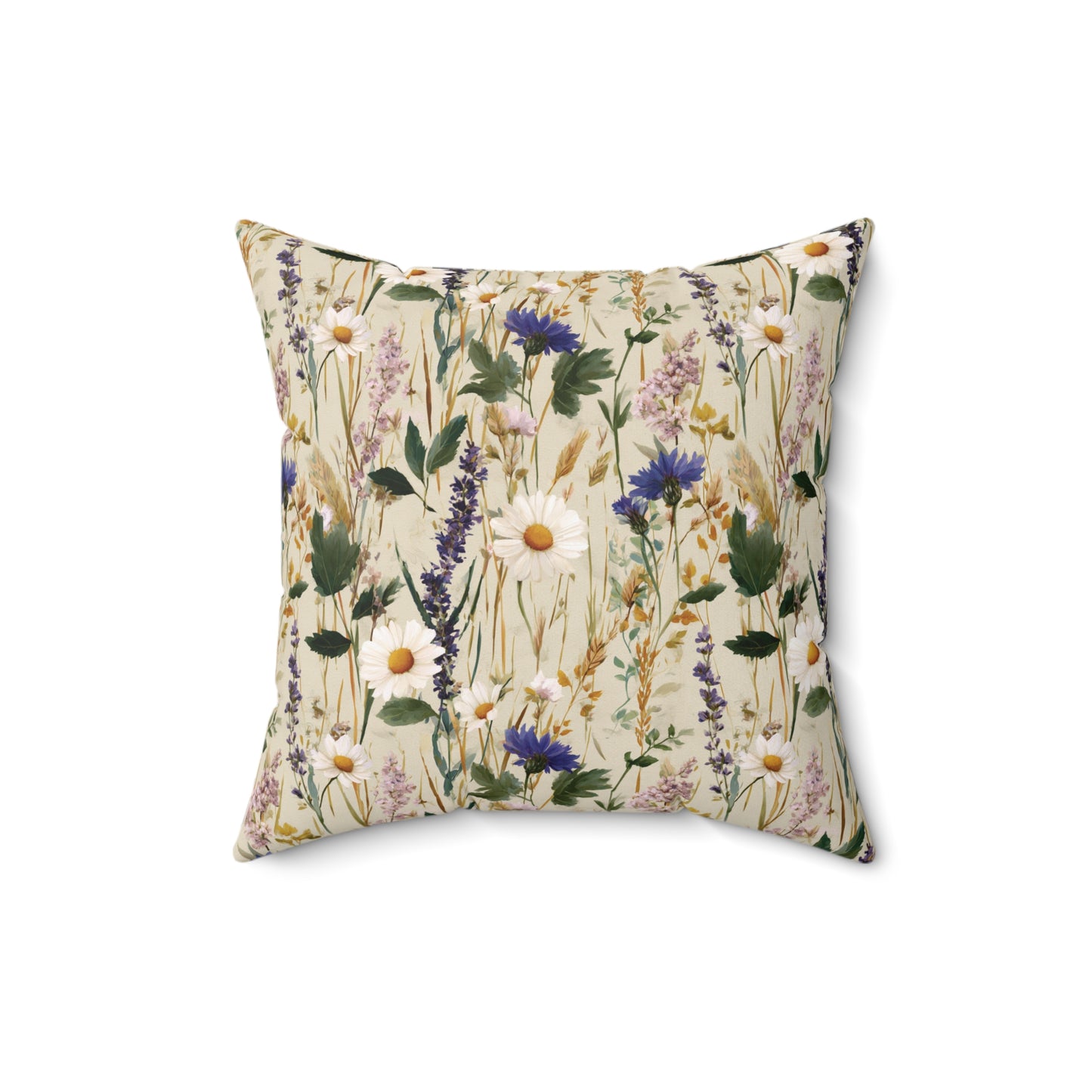 Wildflower Meadow Pillow | Daisies & Lavender Square Pillow