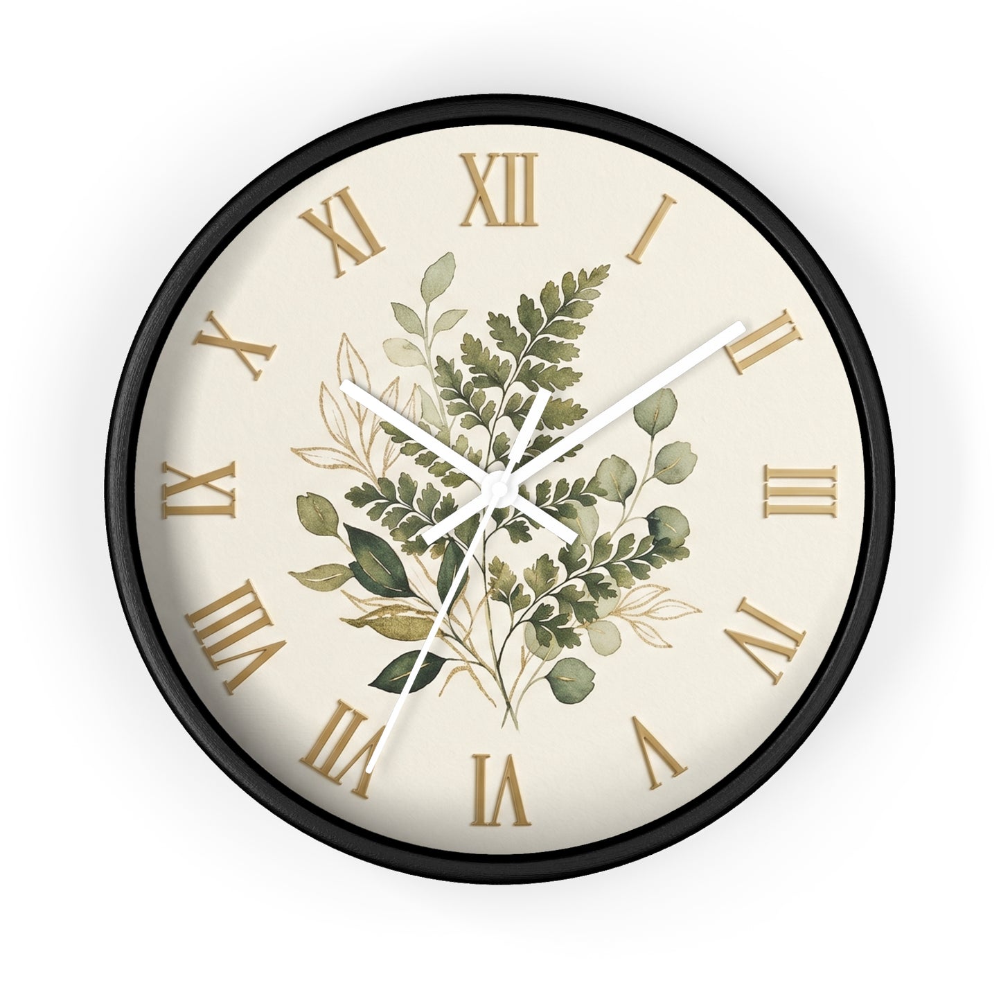 Green Botanical Roman Numeral Wall Clock | Floral Clock