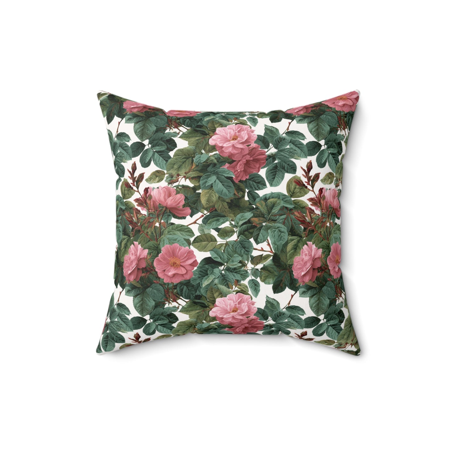 Vintage Pink Rose Floral Print Pillow | Square Pillow
