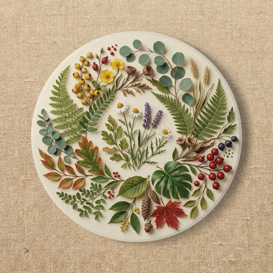 Botanical Ceramic Coaster | Cottagecore Wildflower Drink Coaster | Pressed Flower Illustration | Nature Lover Gift