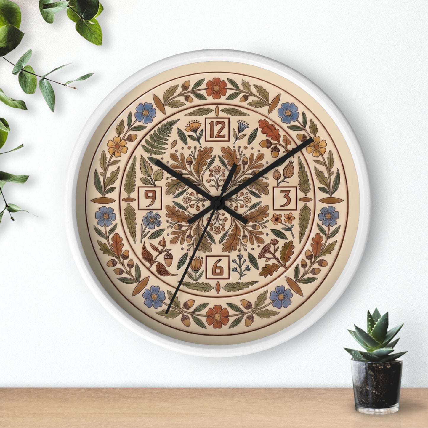 Boho Floral Mandala Wall Clock | Arts And Crafts Rustic Floral Pattern Clock