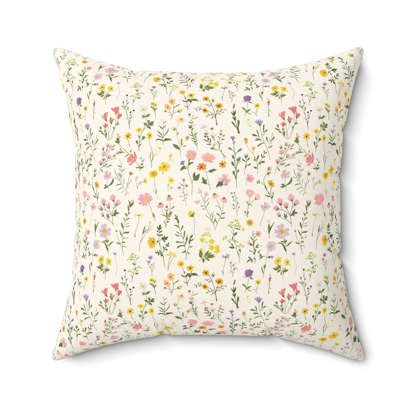 Wildflower Meadow Pillow | Botanical Floral Pattern Square Pillow