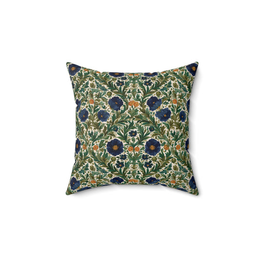 William Morris Style Floral Pattern Pillow | Botanical Vintage Decorative Pillow