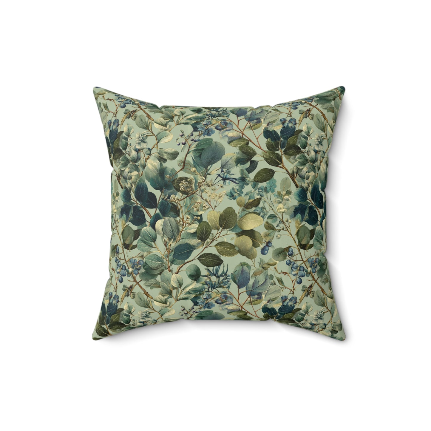 Vintage Botanical Leaves Pillow | Green Floral Throw Pillow