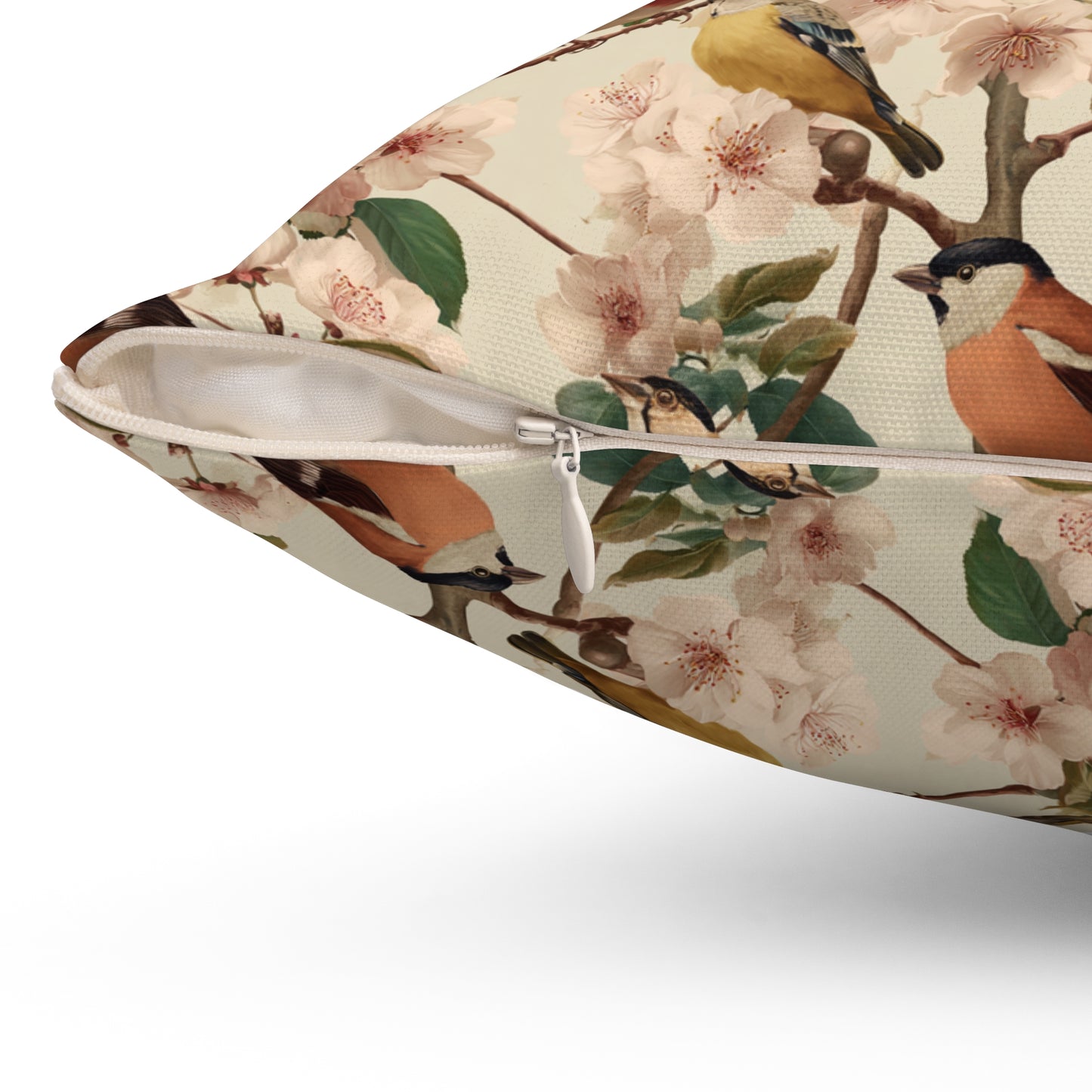 Vintage Bird Floral Pillow | Throw Pillow, Botanical Songbirds Pattern