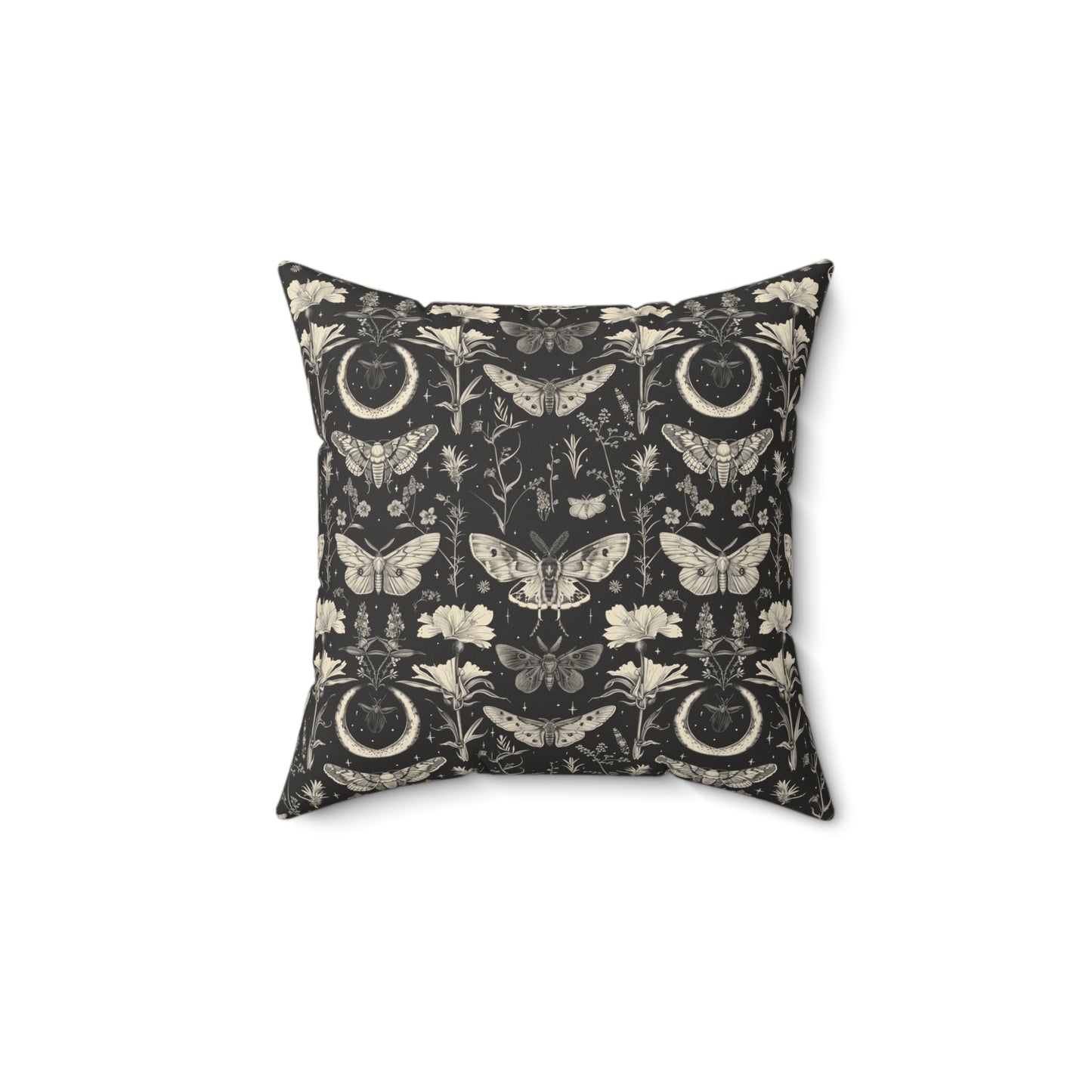 Vintage Moth and Moon Pillow | Botanical Moth Pattern