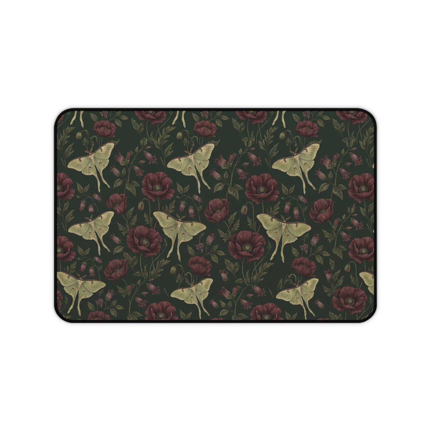 Vintage Moth and Roses Desk Mat | Dark Floral Mousepad Mat
