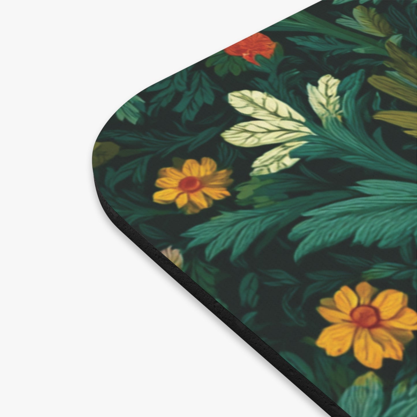 Vintage Floral Pattern Mouse Pad | Dark Green Botanical Desk Mat