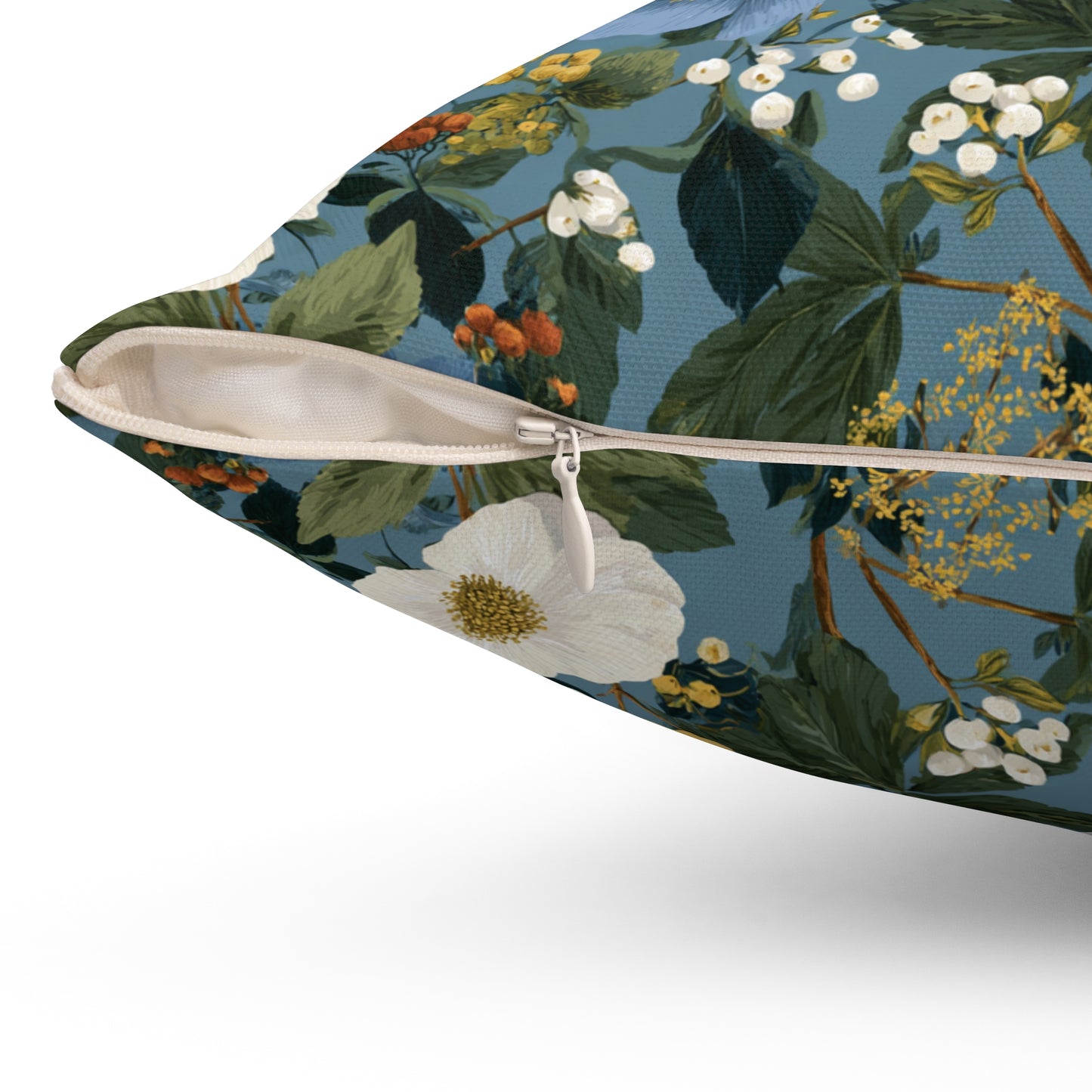 Blue Floral Pattern Pillow | Vintage Botanical Throw Pillow