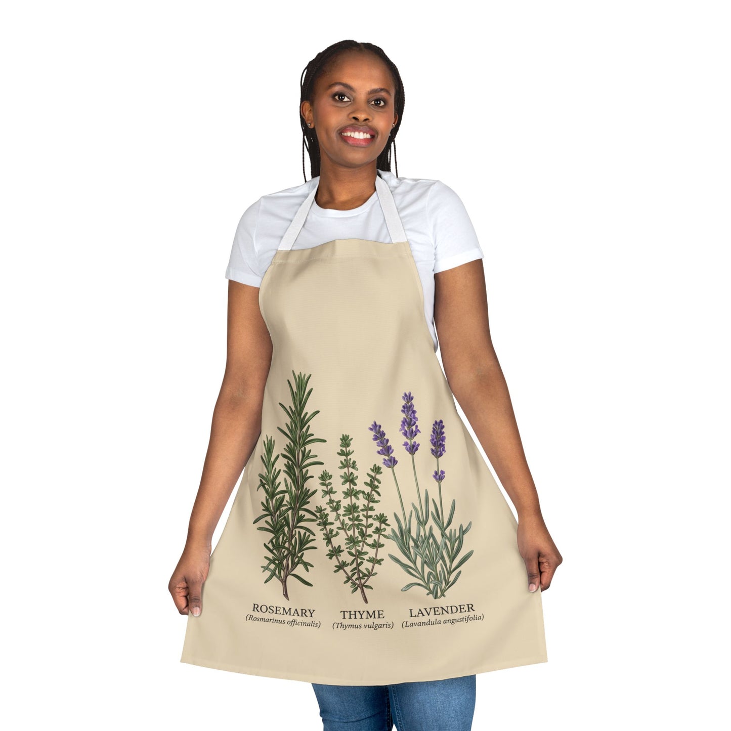 Rosemary Thyme Lavender Apron | Kitchen Herbs Illustration
