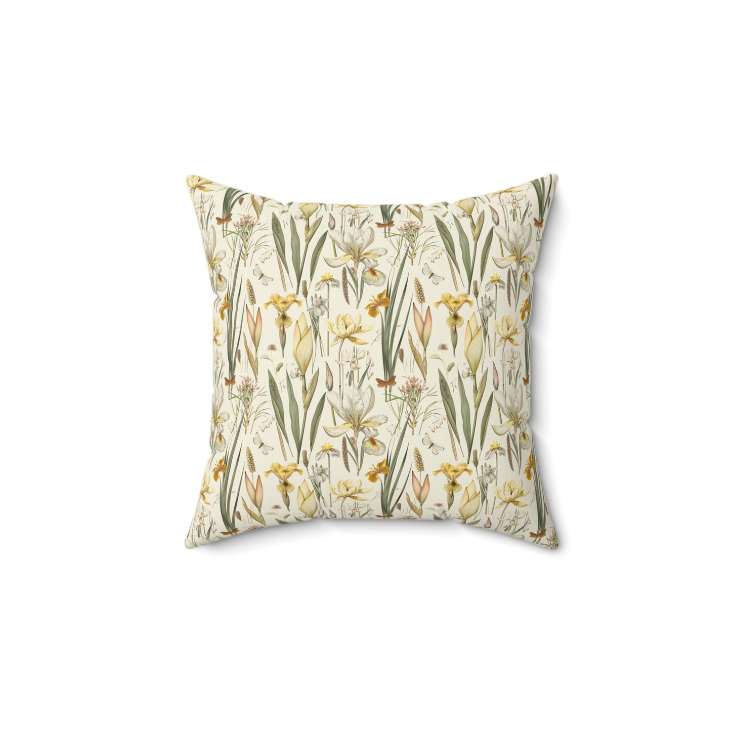 Vintage Daffodil Botanical Pillow | Yellow Spring Floral Throw Pillow