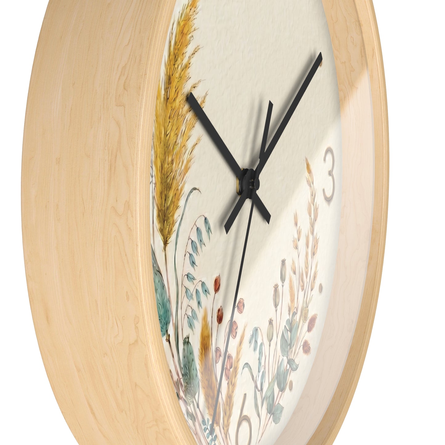 Dried Wildflower Bouquet Wall Clock | Boho Coastal Floral Home Decor
