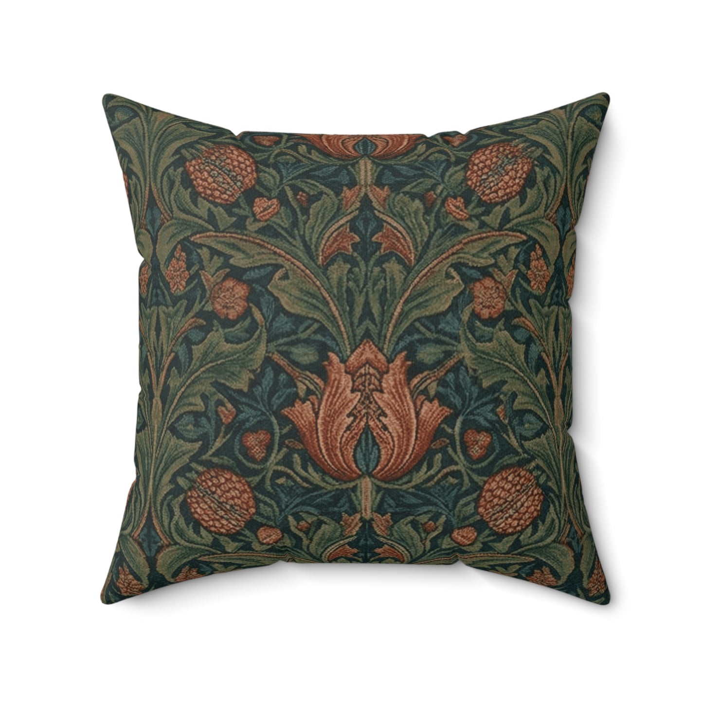 William Morris Style Floral Pattern Pillow | Botanical Throw Pillow