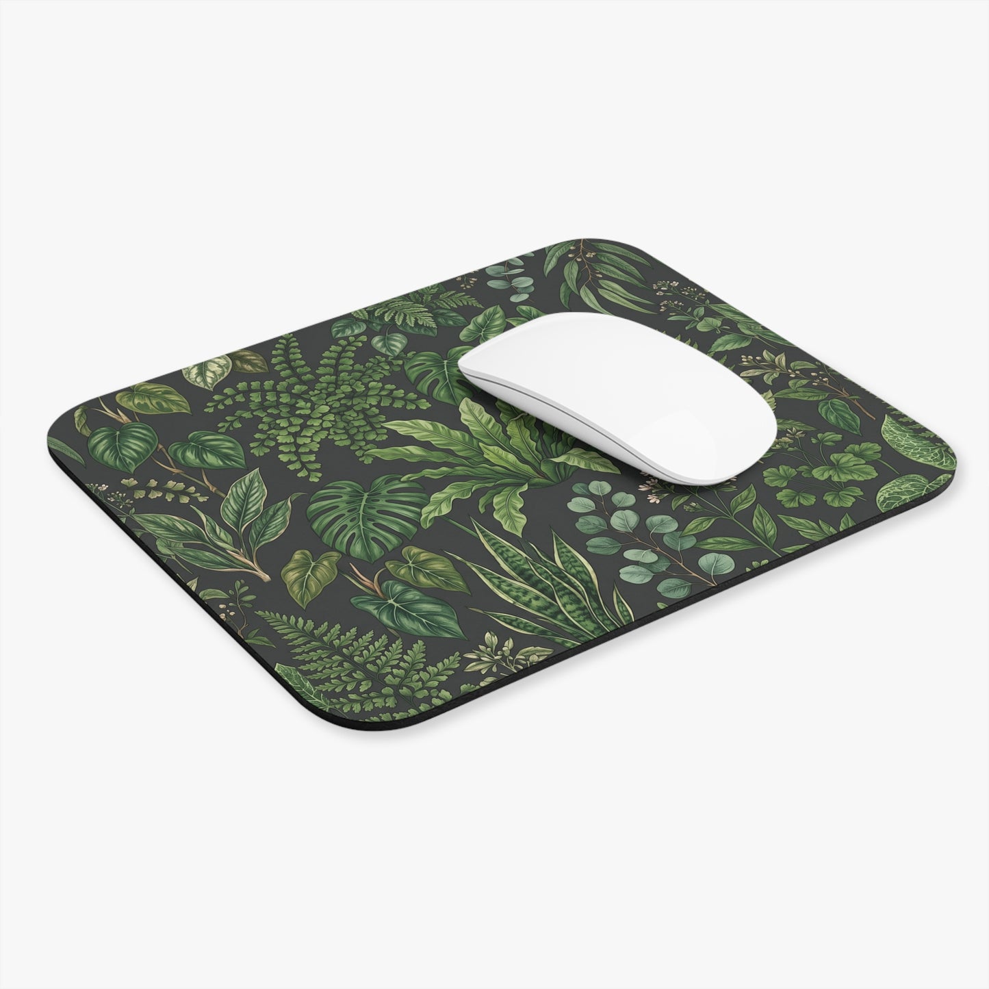 Botanical Greenery Mouse Pad | Tropical Ferns, Monstera, Eucalyptus