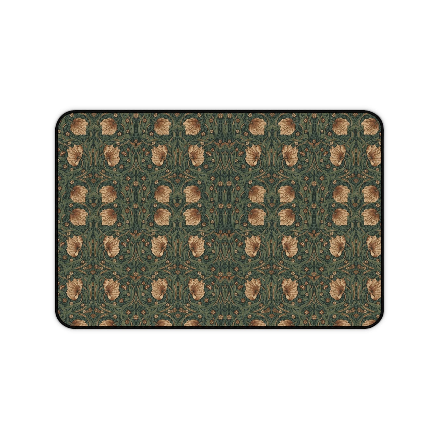 Vintage Botanical Rose Pattern Desk Mat | Green Floral Mouse Pad