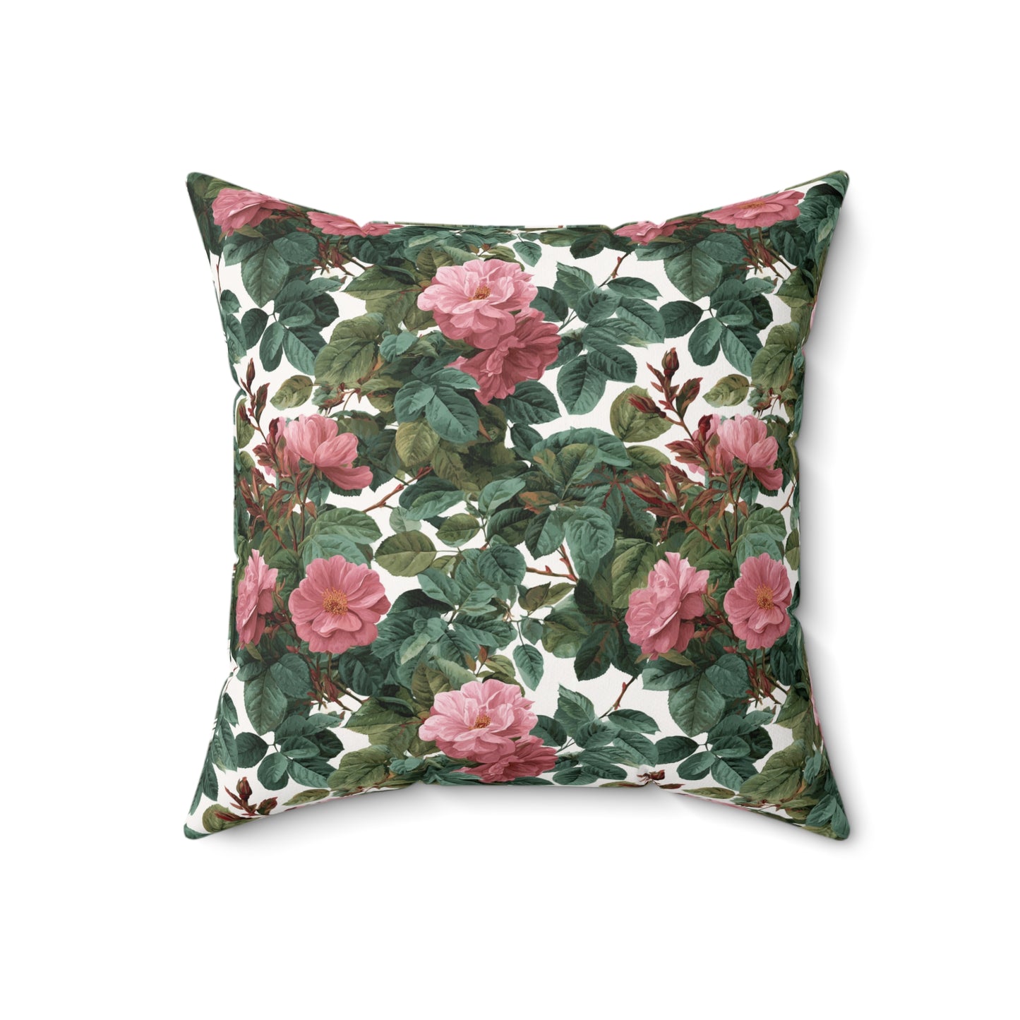 Vintage Pink Rose Floral Print Pillow | Square Pillow