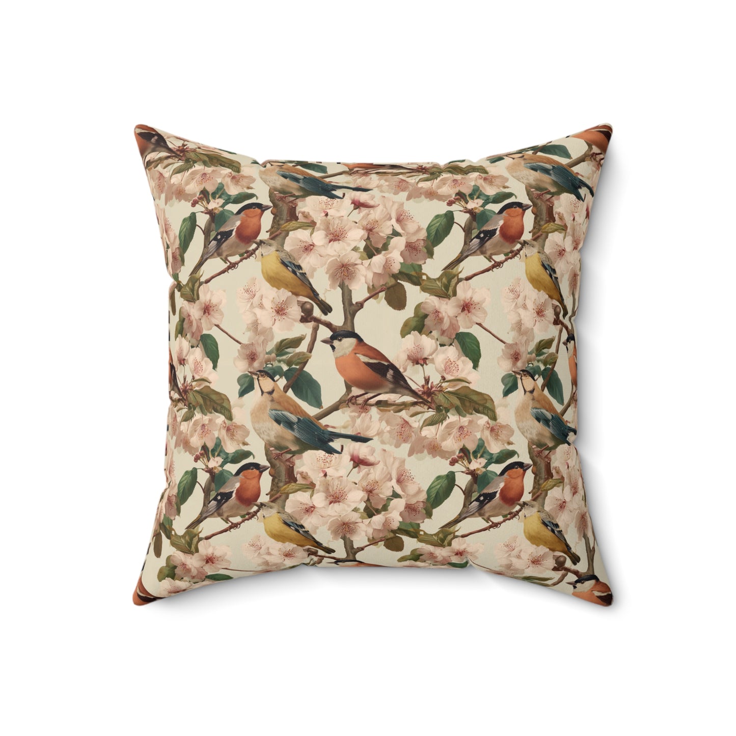 Vintage Bird Floral Pillow | Throw Pillow, Botanical Songbirds Pattern