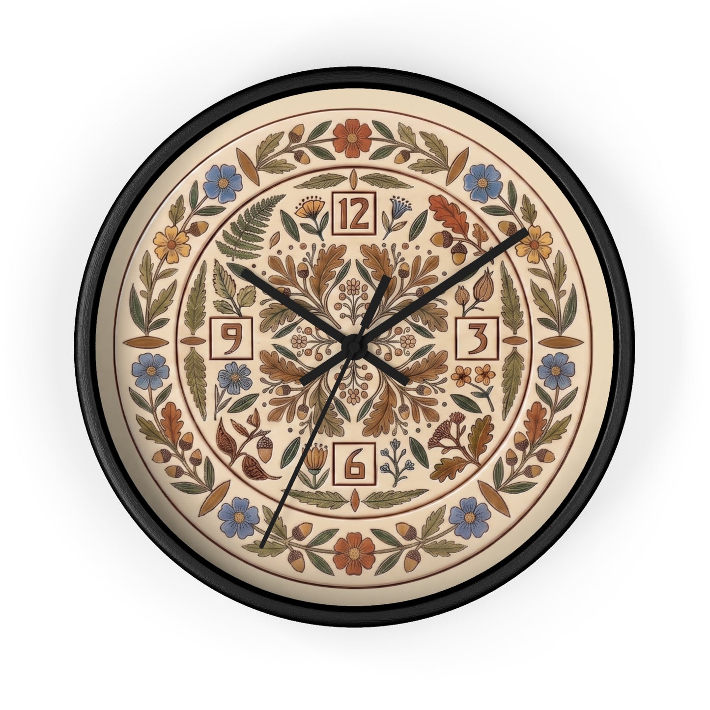 Boho Floral Mandala Wall Clock | Arts And Crafts Rustic Floral Pattern Clock