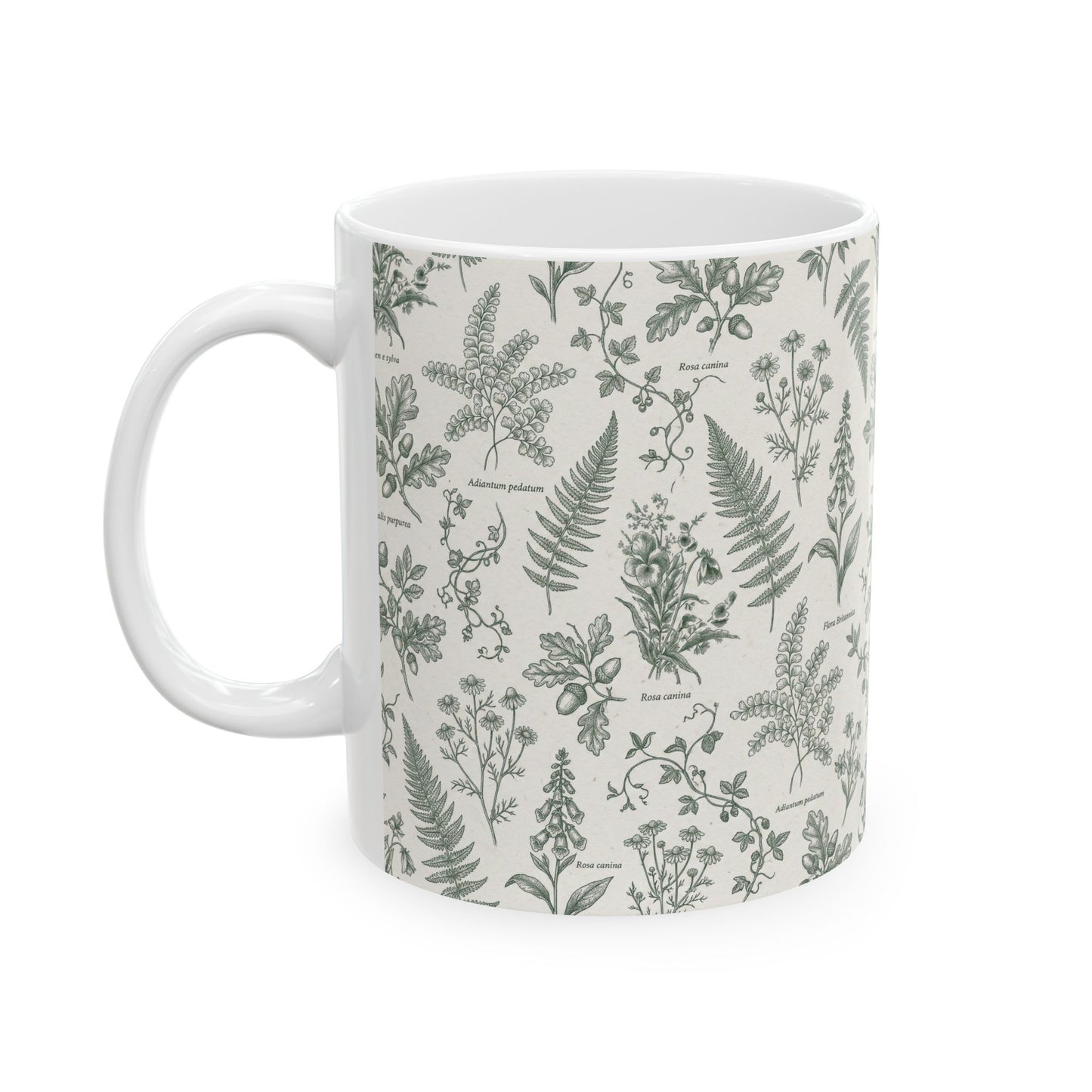 Vintage Botanical Ferns Mug | Green Floral Ceramic Mug