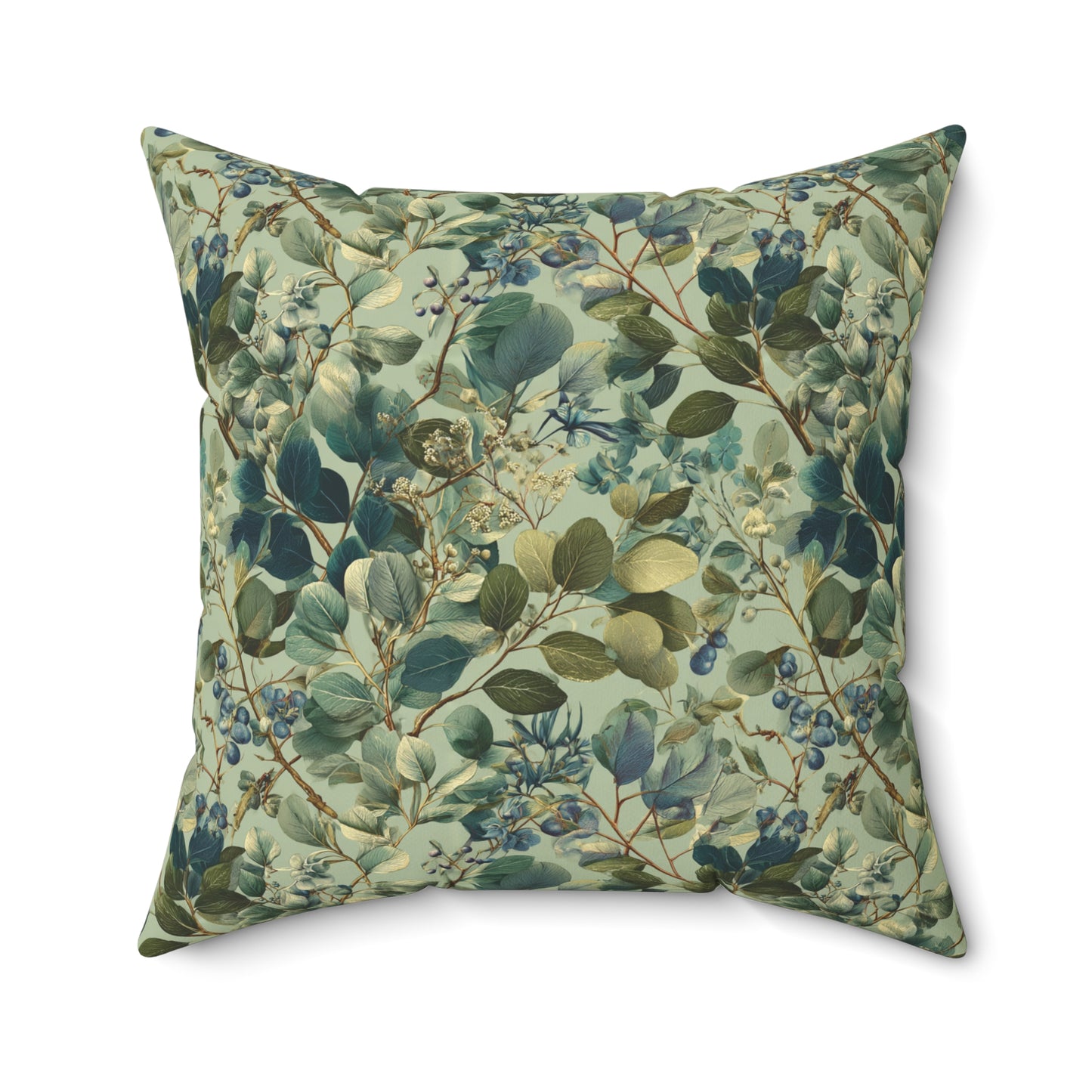 Vintage Botanical Leaves Pillow | Green Floral Throw Pillow