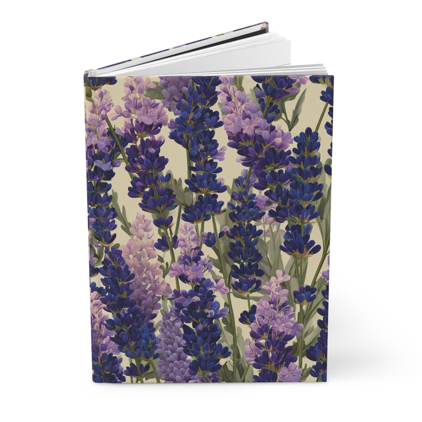 Lavender Floral Pattern Hardcover Journal | Matte Notebook, Botanical Notes