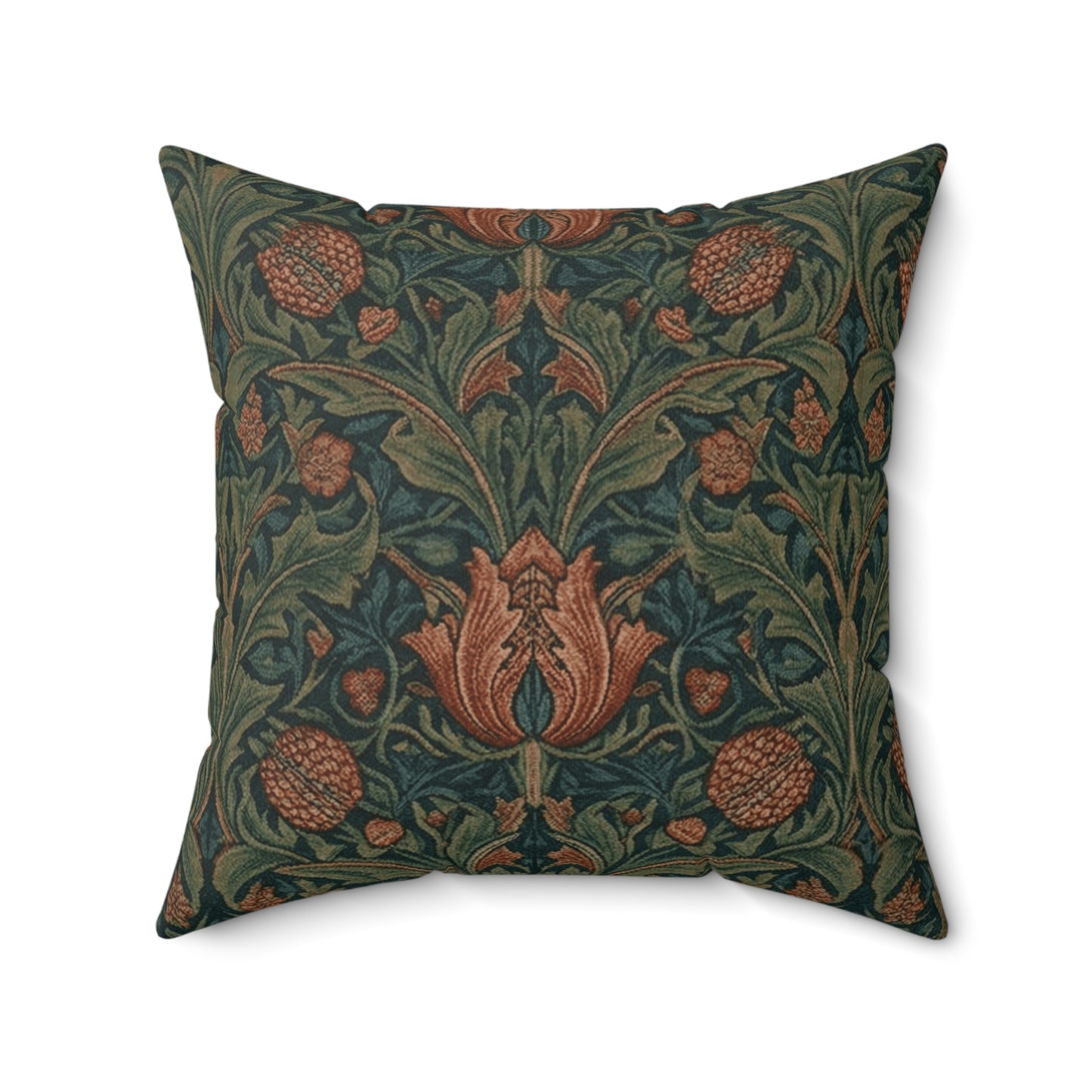 William Morris Style Floral Pattern Pillow | Botanical Throw Pillow