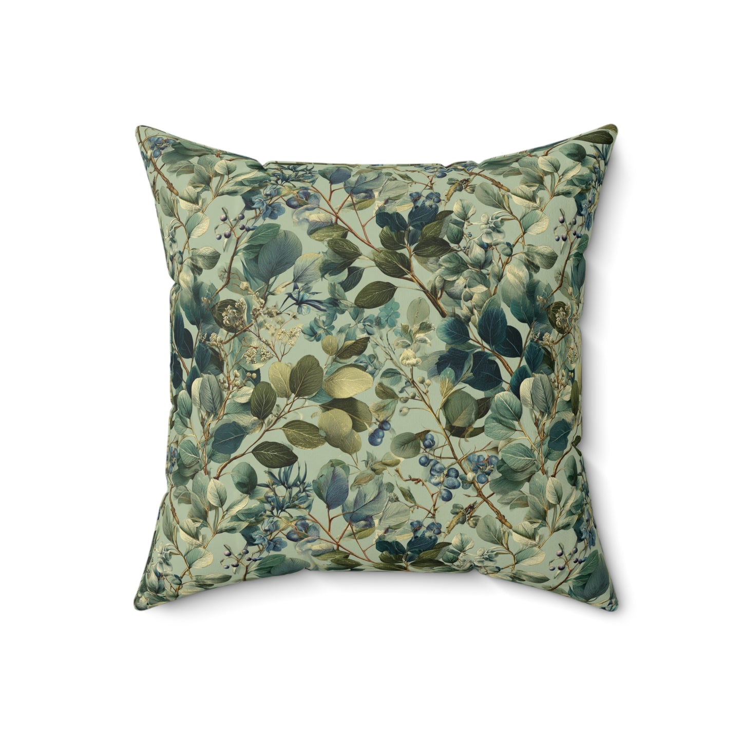 Vintage Botanical Leaves Pillow | Green Floral Throw Pillow