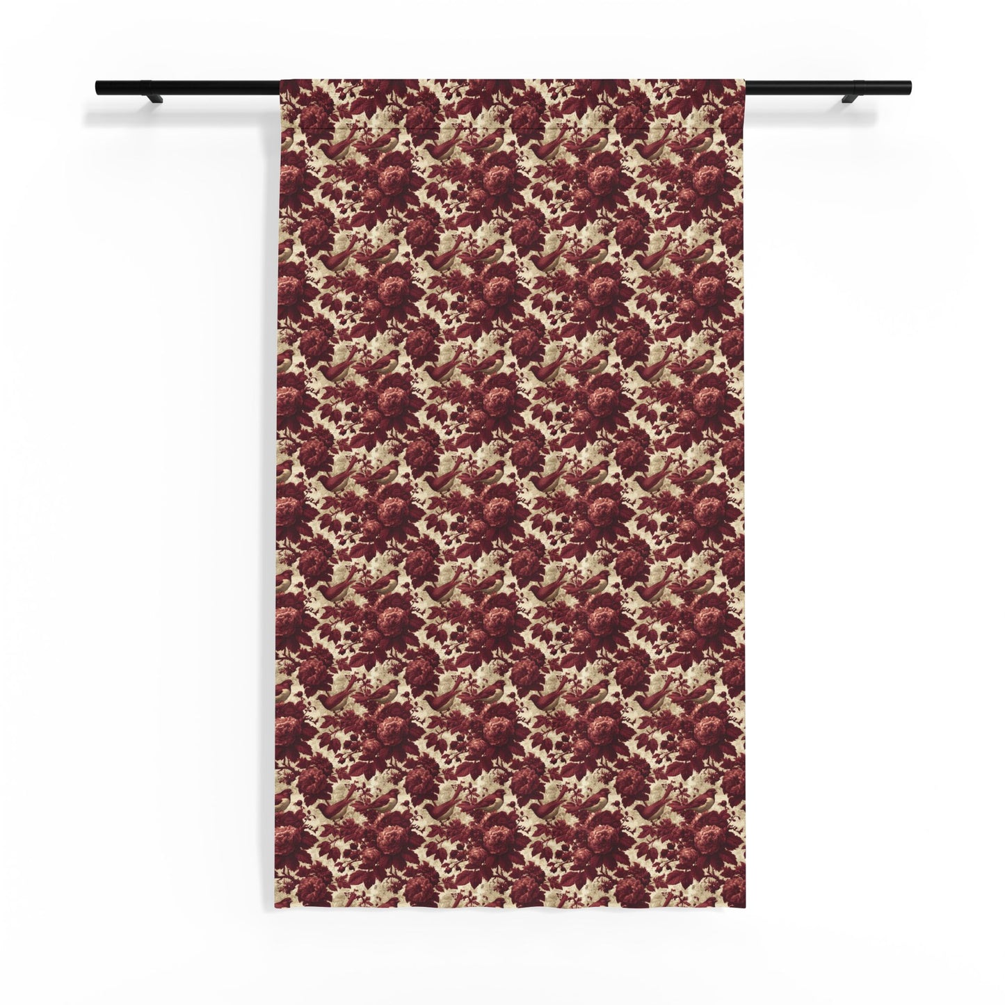 Sheer Curtain — Vintage Burgundy Floral Sheer Window Panel