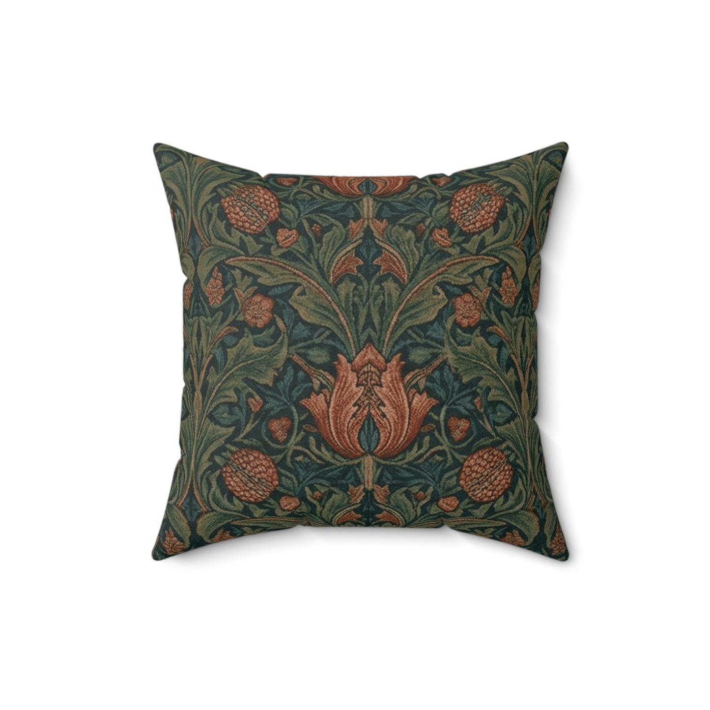 William Morris Style Floral Pattern Pillow | Botanical Throw Pillow